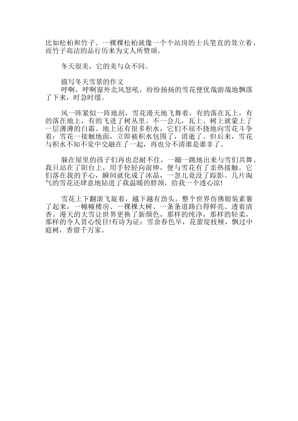 描写冬天雪景的作文_第2页