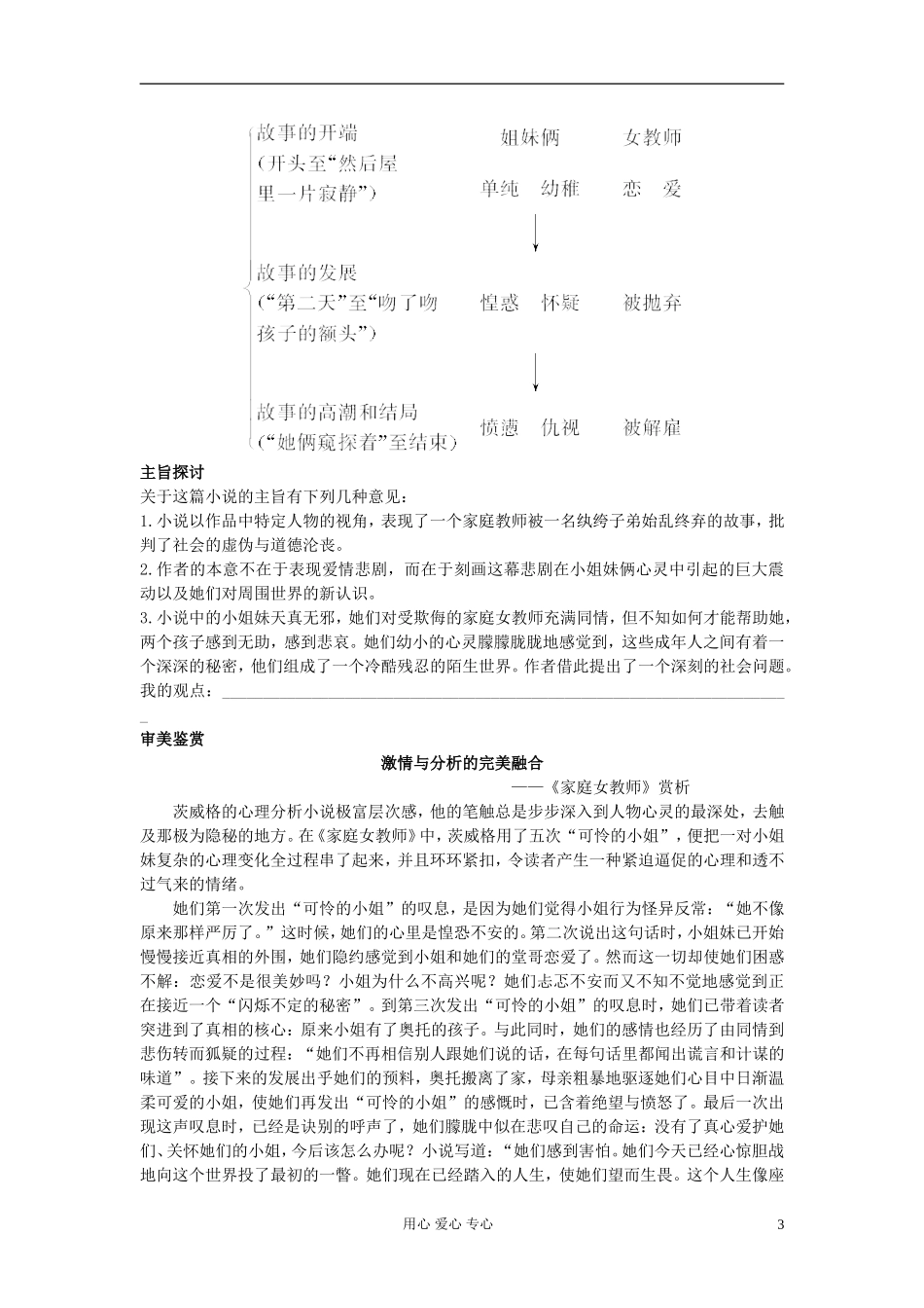 2012高中语文 3.10家庭女教师 粤教版选修《短篇小说欣赏》_第3页