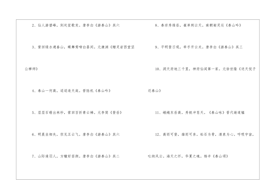 描写泰山的诗句100首_第2页