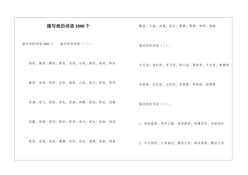 描写雨的词语1000个_第1页