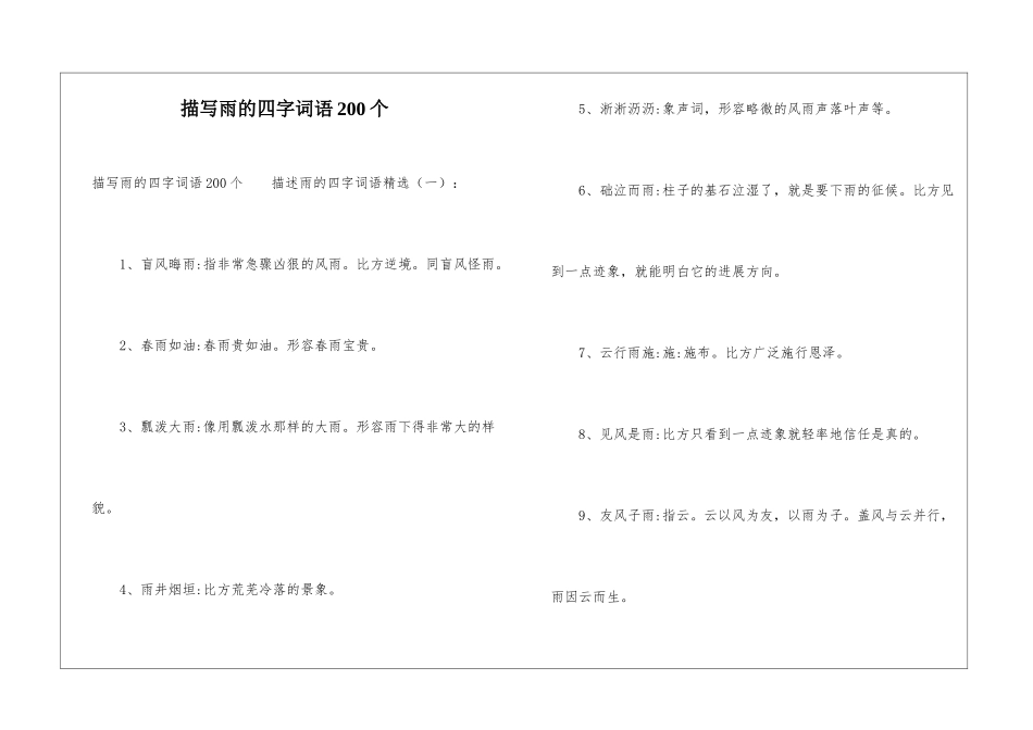 描写雨的四字词语200个_第1页