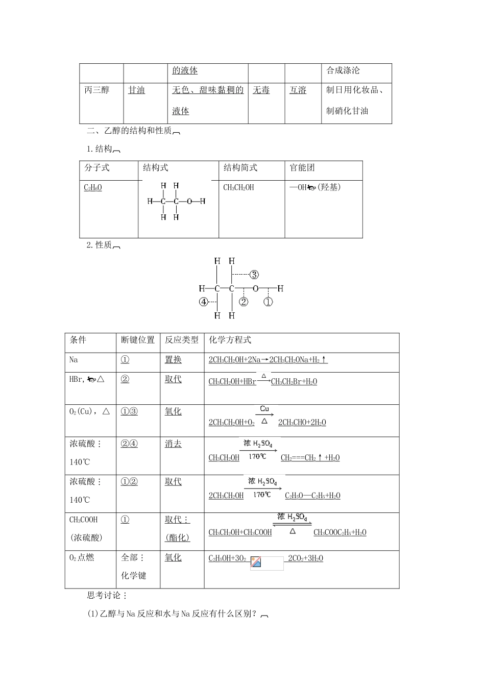 2013届高中化学 4-2 第1课时　醇的性质和应用导学案 苏教版选修5_第2页