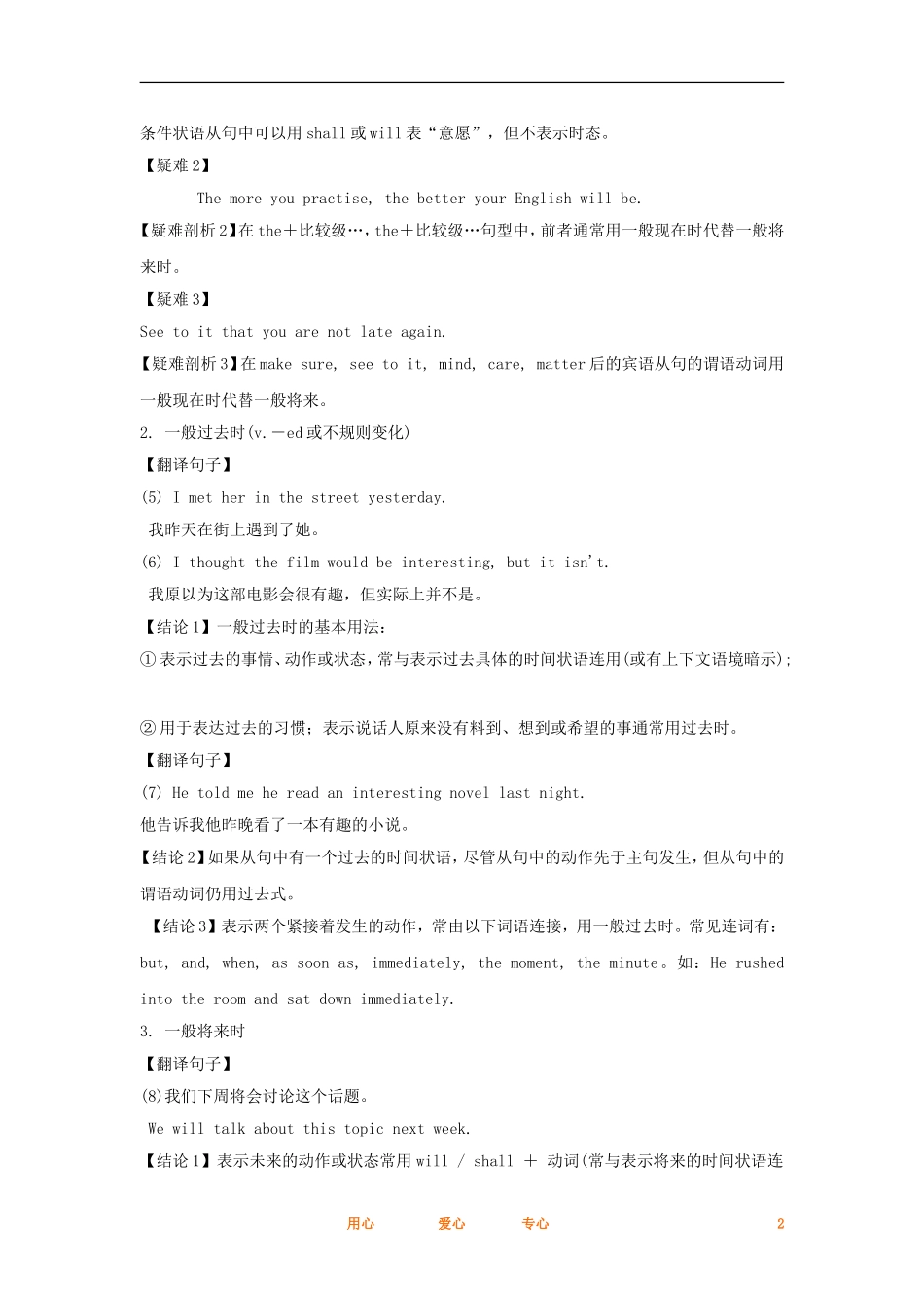 2012高考英语一轮复习同步攻关 语法部分 第4讲 动词的时态和语态学案_第2页