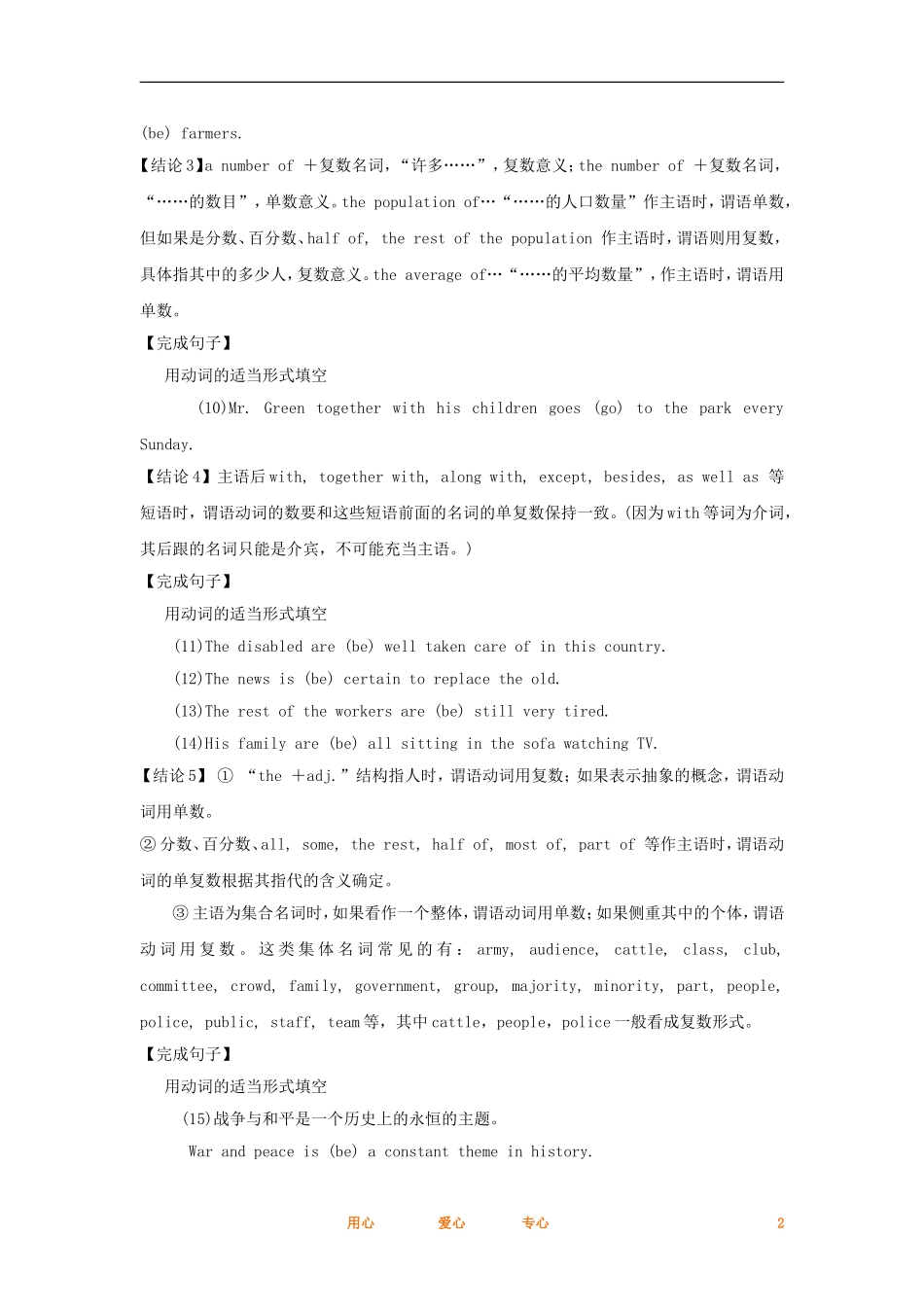 2012高考英语一轮复习同步攻关 语法部分 第12讲 主谓一致学案_第2页