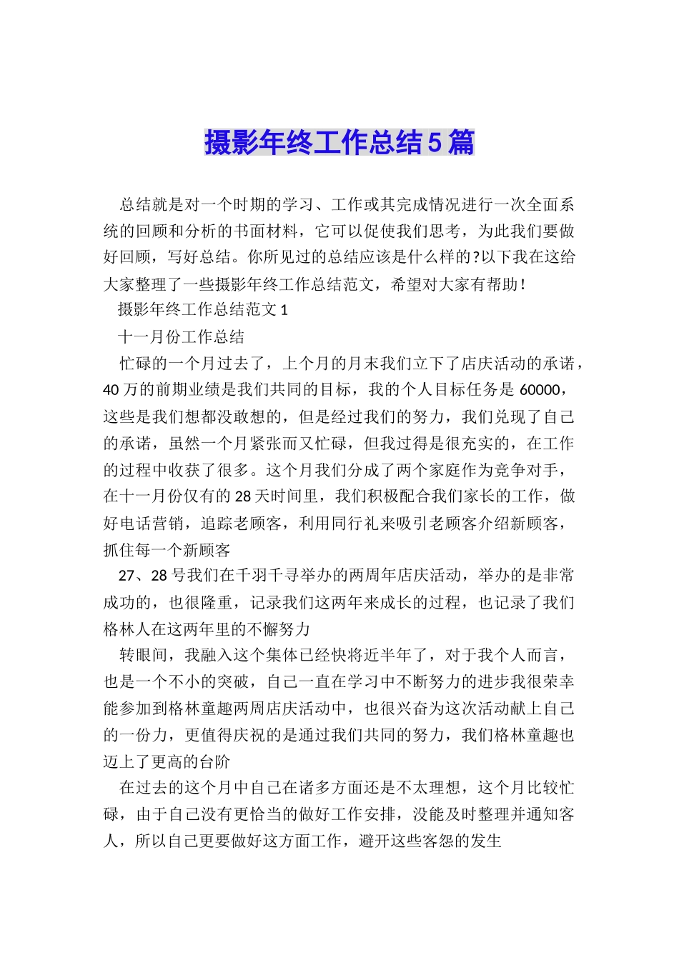 摄影年终工作总结5篇_第1页