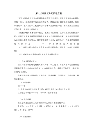 摩比天线技术有限公司股权分配方案1024