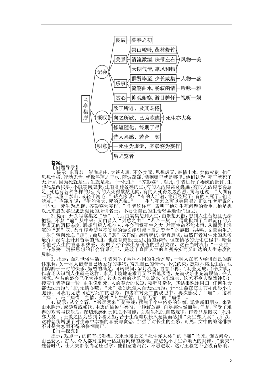 2013-2014学年高中语文 第4专题 兰亭集序学案 苏教版必修5_第2页