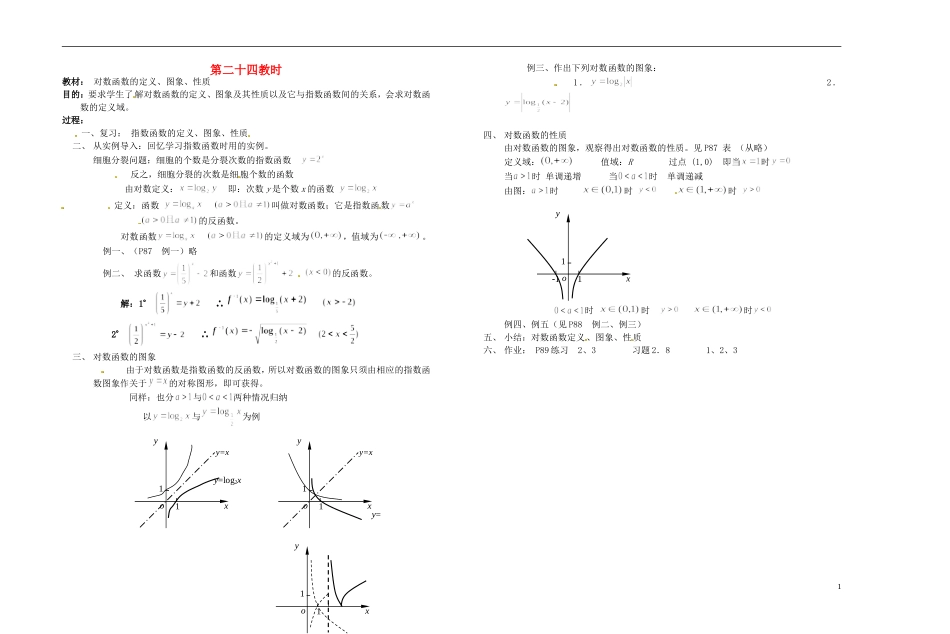 2013-2014学年高中数学 第二十四教时 对数（习题课）教案 新人教A版必修1_第1页