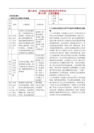 2013-2014学年高中历史 第八单元 第22课 文学的繁荣教材内容精解 新人教版必修3