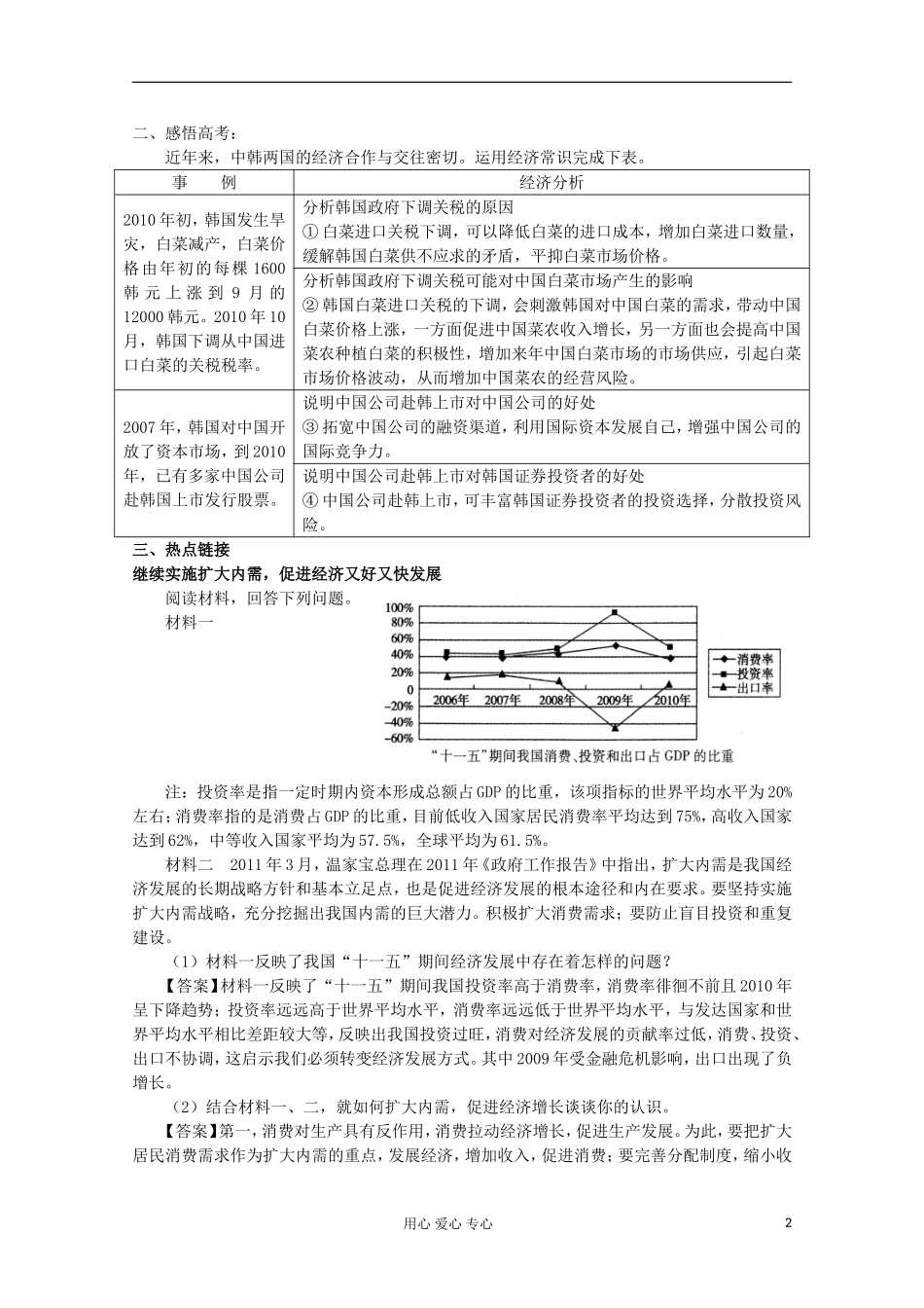 2013届高中政治专题复习 第二单元 生产、劳动和经营课案 新人教必修1_第2页