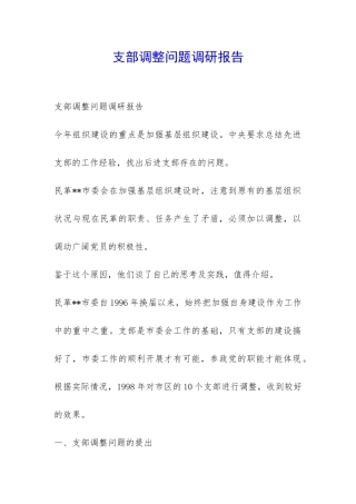 支部调整问题调研报告-
