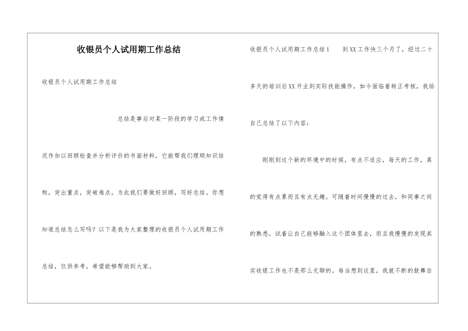 收银员个人试用期工作总结_第1页