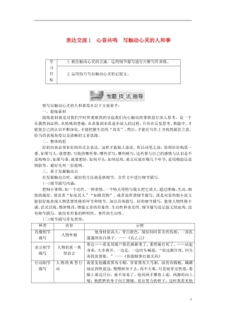 2013-2014学年高中语文 作文专题技法指导表达交流1心音共鸣写触动心灵的人和事 新人教版必修1