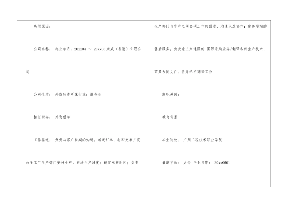 政府部门简历模板_第3页
