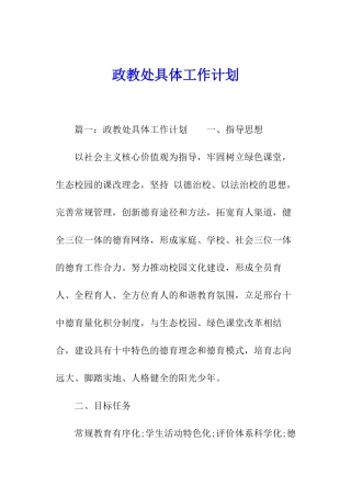 政教处具体工作计划