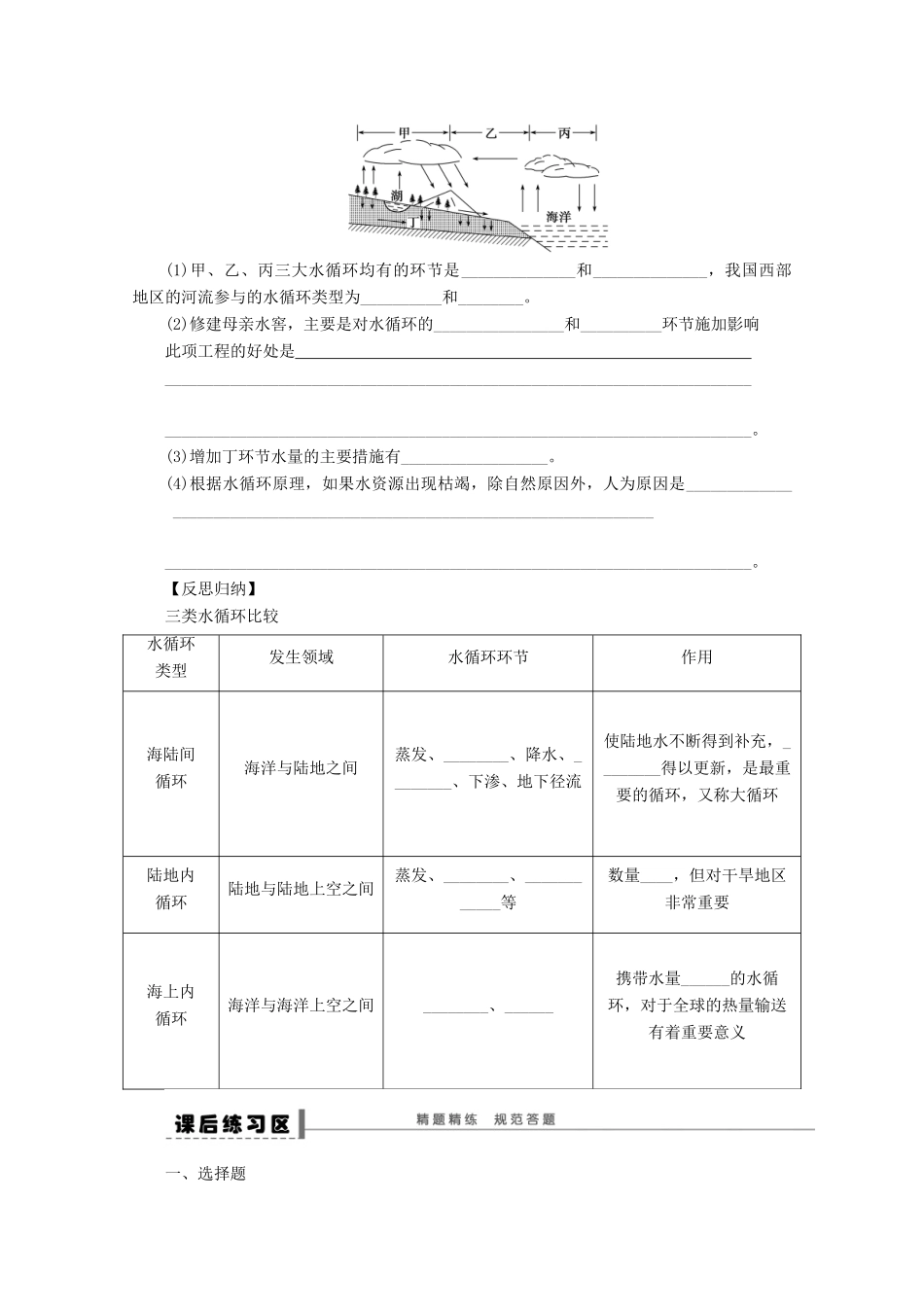 2013届高考地理 精品复习学案13 自然界的水循环 鲁教版_第3页
