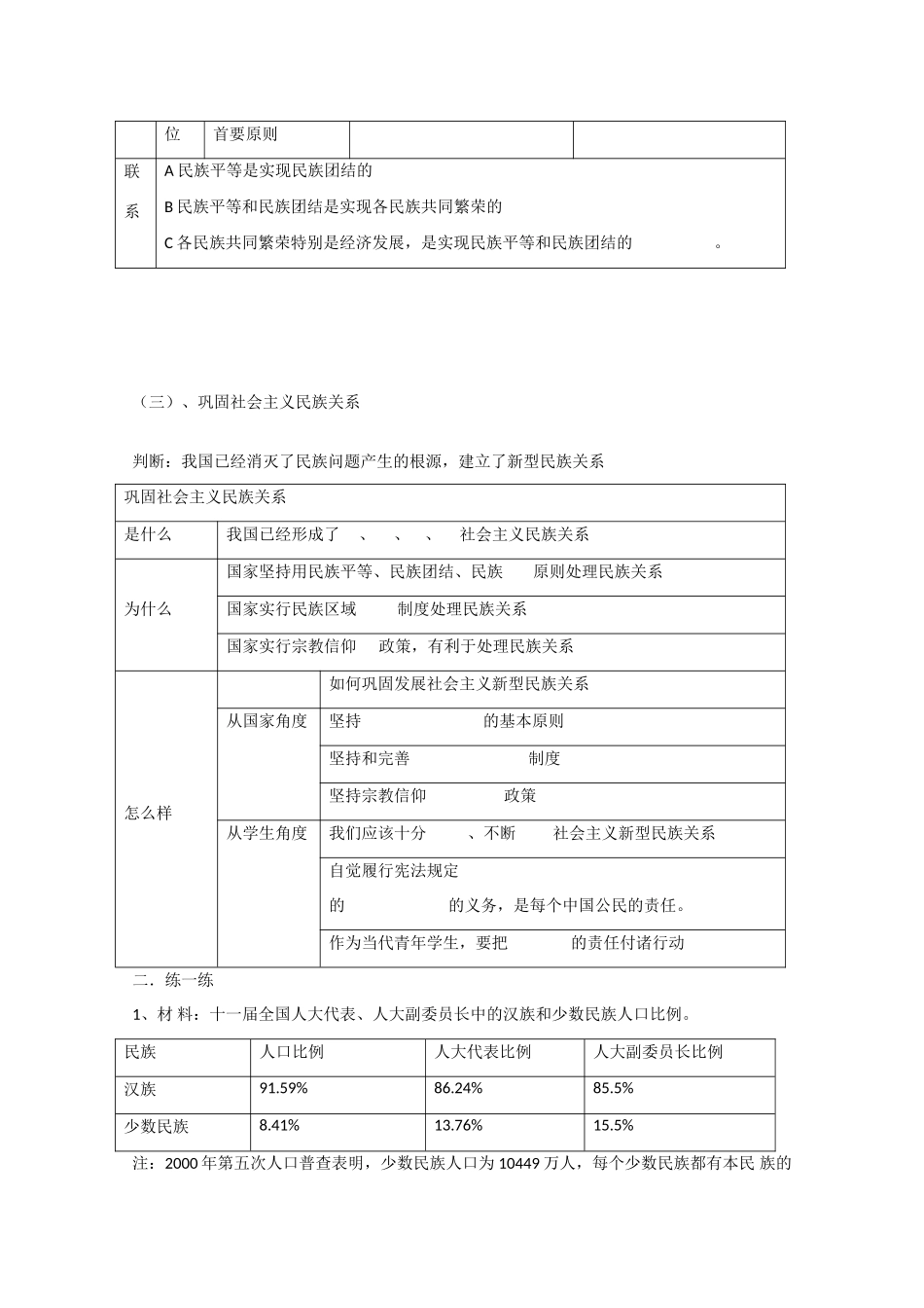 2013学年高中政治 第七课《我国的民族区域自治制度及宗教政策》精品学案 新人教版必修2_第2页