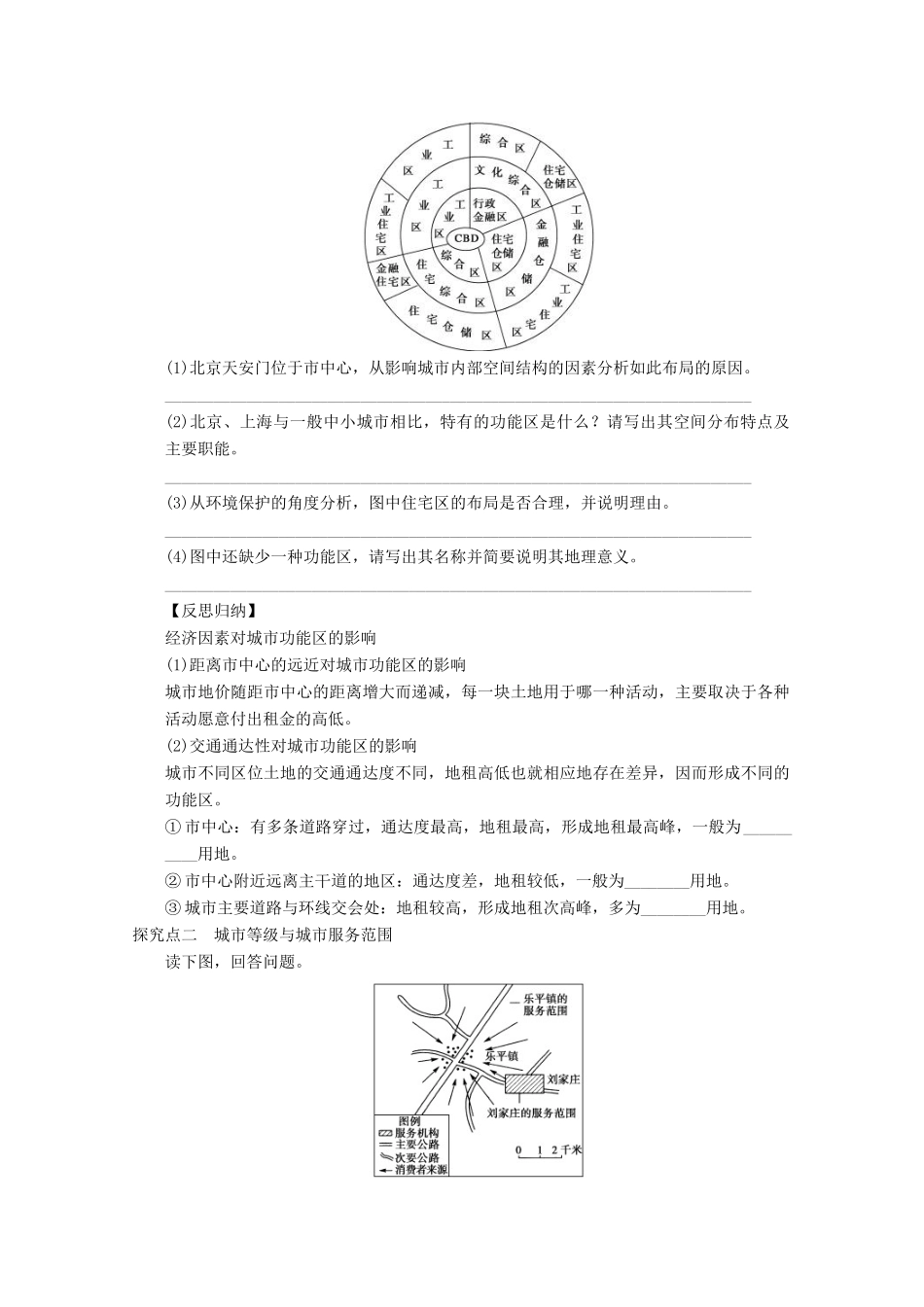2013届高考地理 精品复习学案26 城市内部空间结构和服务功能 鲁教版_第3页