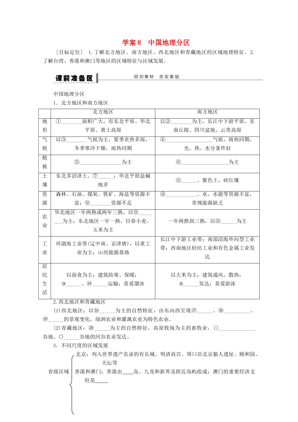 2013届高考地理 区域地理部分精品学案8 鲁教版_第1页