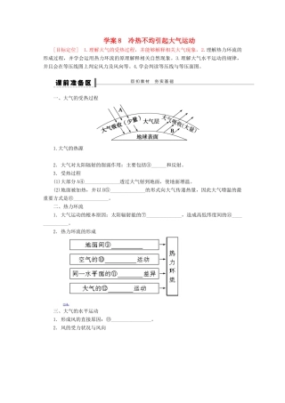 2013届高考地理一轮复习 8 冷热不均引起大气运动学案