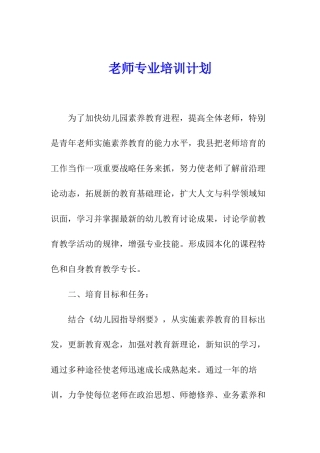 教师专业培训计划