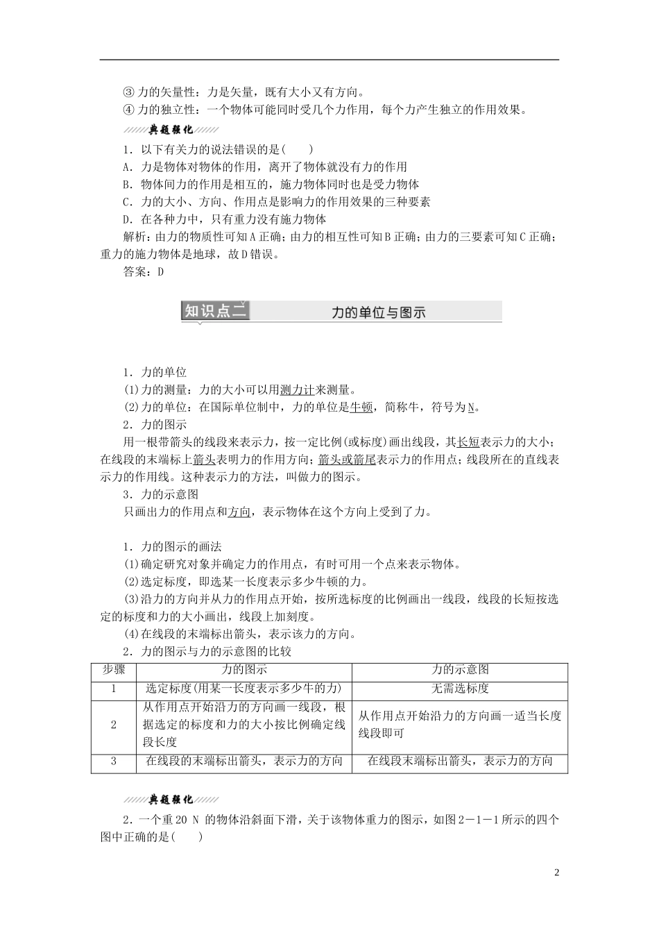 2013-2014学年高中物理 第二章 力同步导学 教科版必修1_第2页