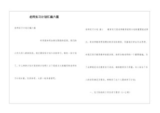 教师实习计划汇编六篇