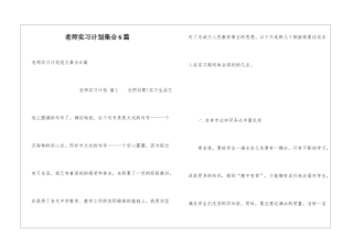 教师实习计划集合6篇