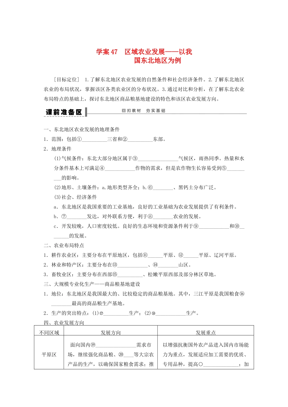 2013届高考地理一轮复习 47 区域农业发展学案_第1页