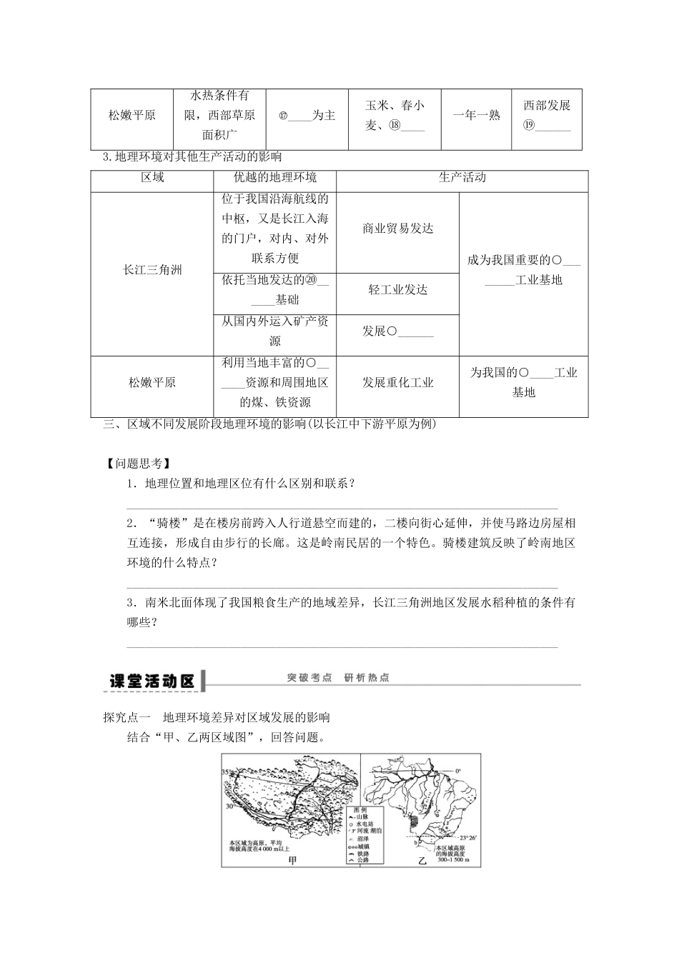 2013届高考地理一轮复习 地理环境对区域发展的影响学案 鲁教版_第2页