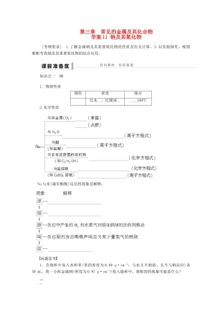 2013年高考化学 总复习学案11 钠及其氧化物