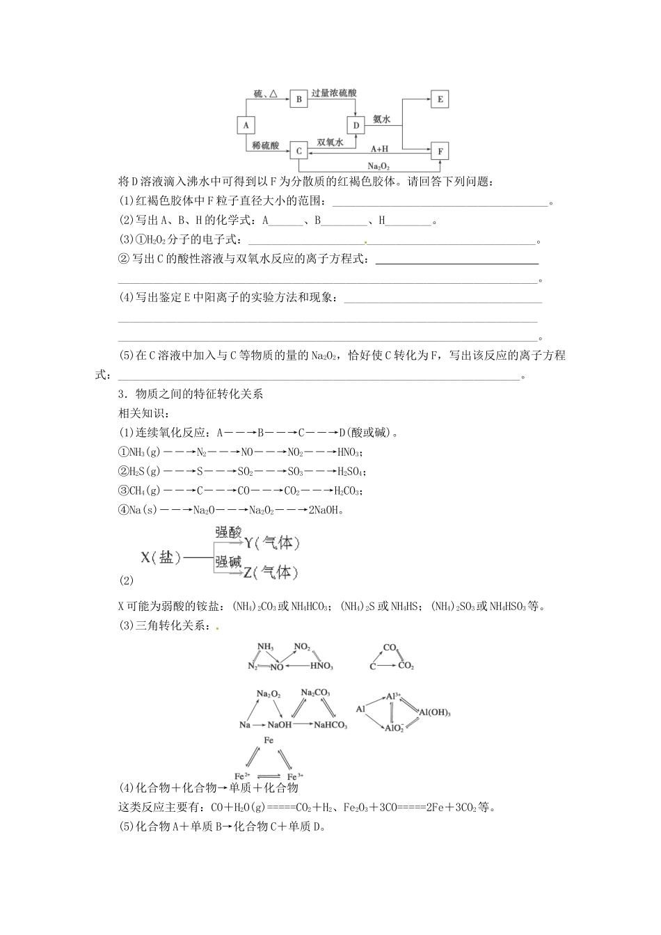 2013年高考化学 总复习学案22 无机框图题的解答策略_第3页