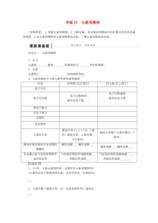 2013年高考化学 总复习学案25 元素周期律