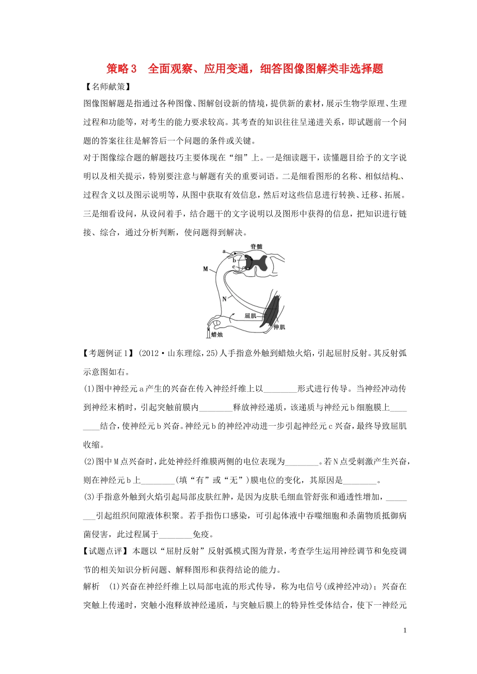 2013届高考二轮复习全攻略 策略3 全面观察、应用变通，细答图像、图解类非选择题 学案 新人教版_第1页