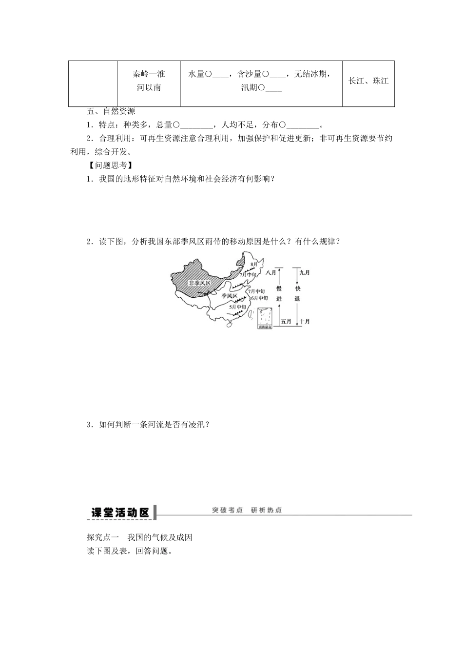 2013届高考地理一轮复习 区域地理部分中国自然地理概况学案 鲁教版_第2页