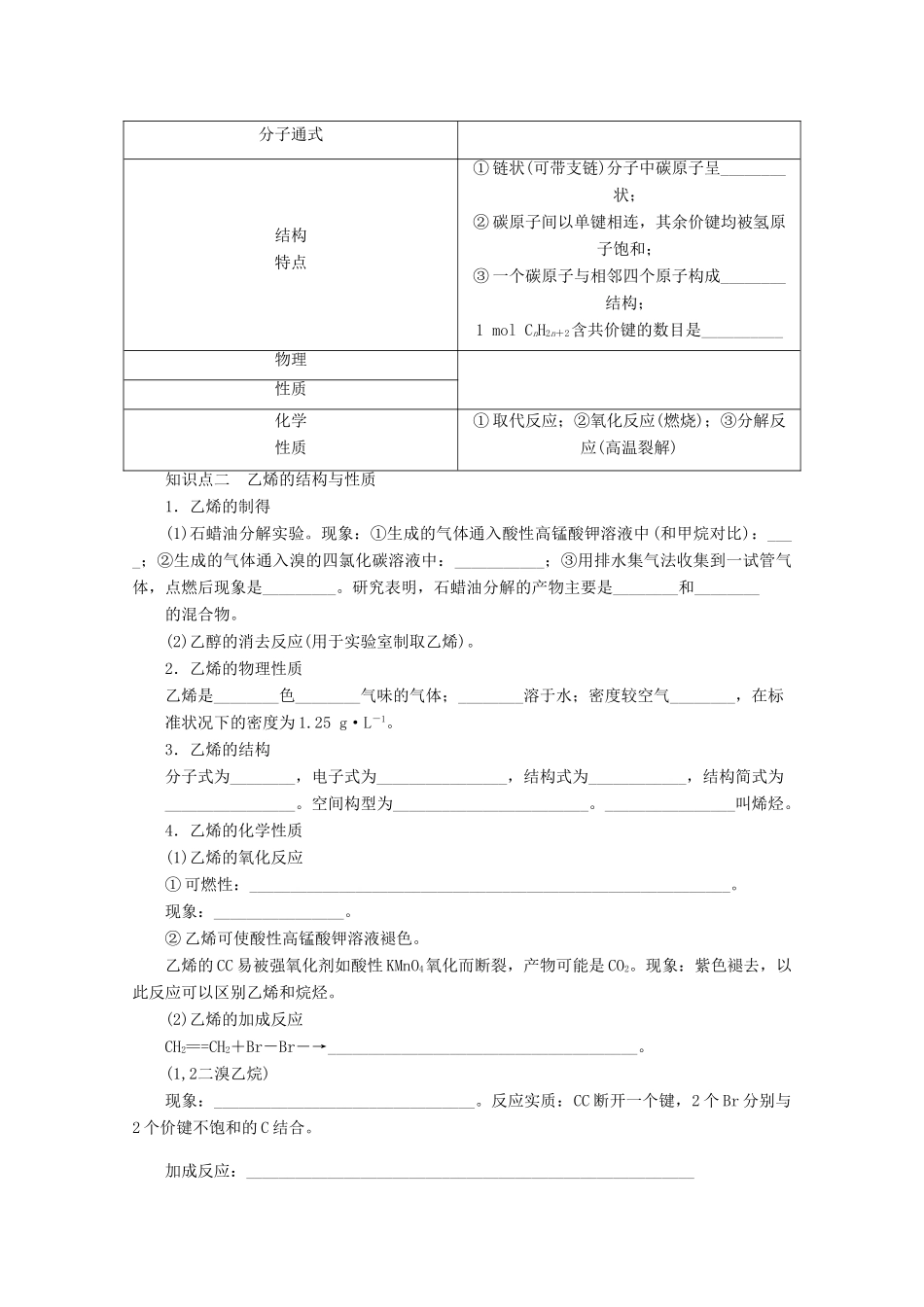 2013年高考化学 总复习学案44 脂肪烃_第2页