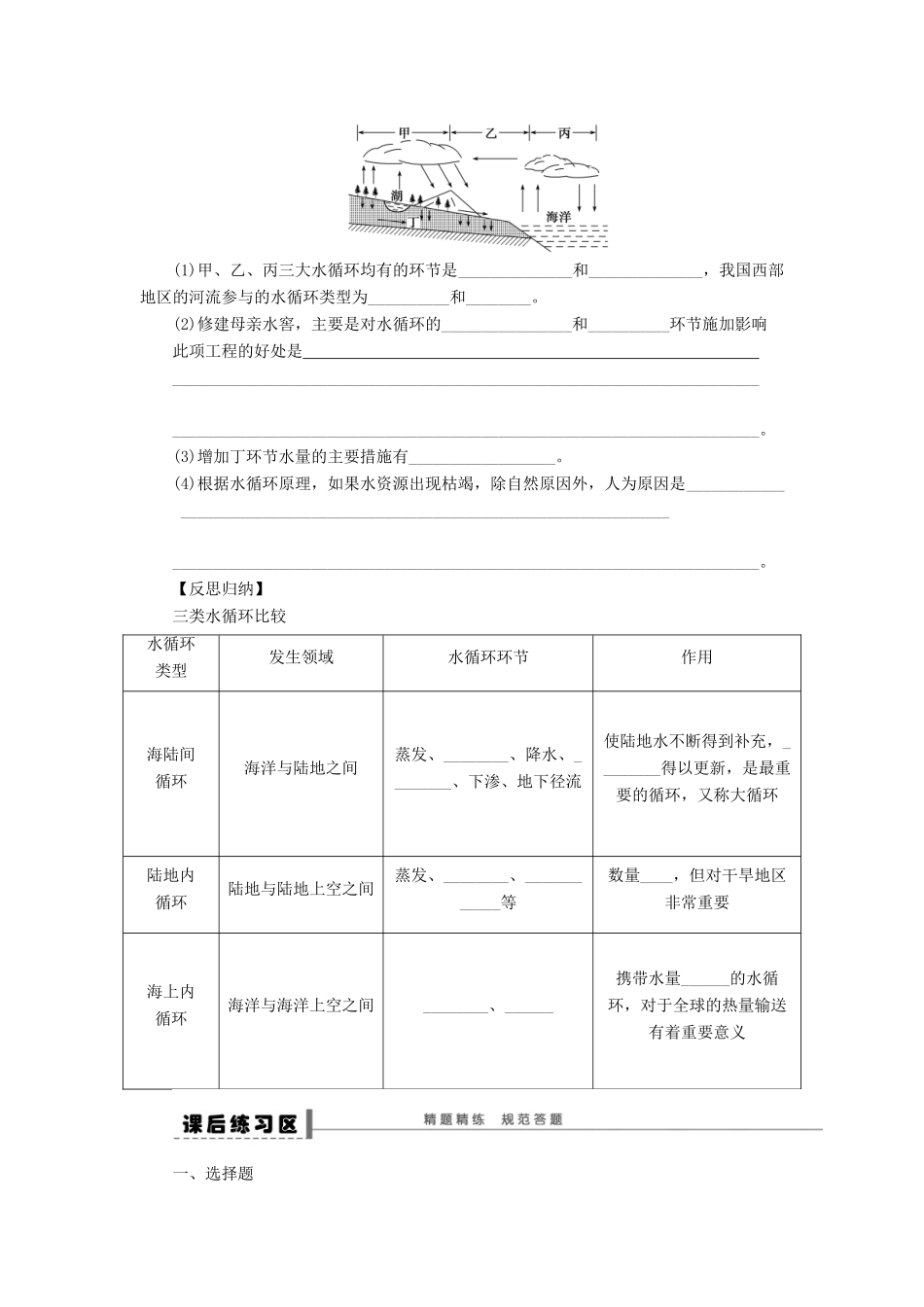 2013届高考地理一轮复习 自然界的水循环学案 鲁教版_第3页