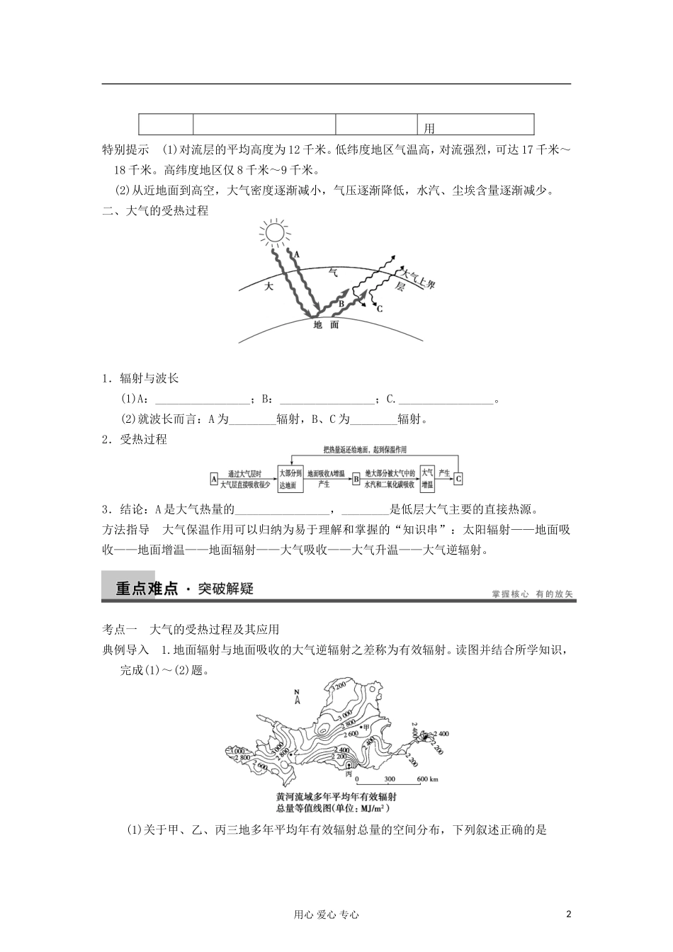 2013届高考地理一轮复习教案 大气圈的组成与结构 大气的受热过程 鲁教版_第2页