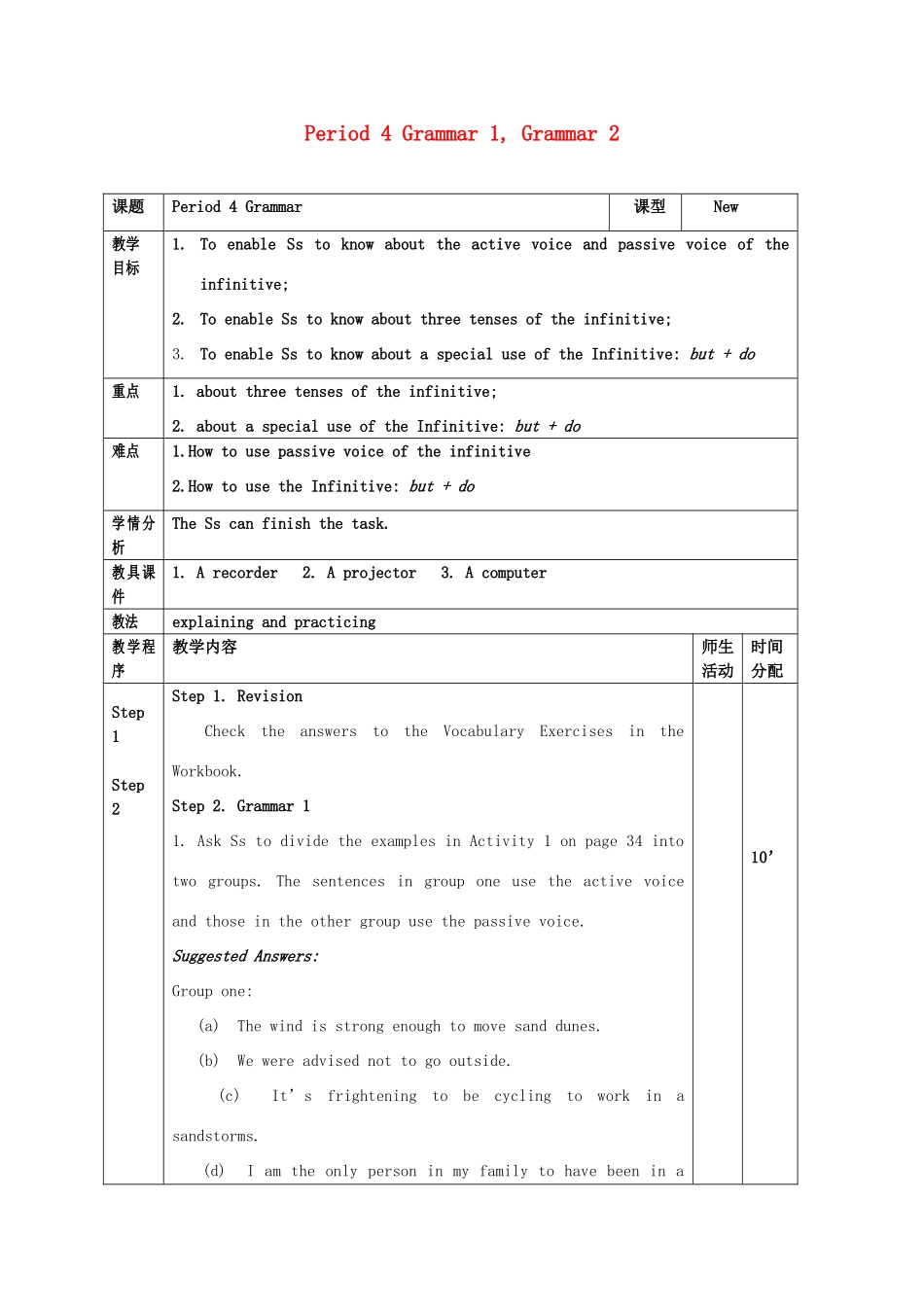 2013年春高中英语 Module4 module 4period 4教案 必修3 新课标_第1页