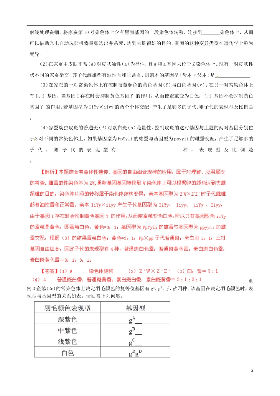 2013届高考生物复习夺标学案 非选择题题型解法指导 2.2 遗传规律类提分技巧 新人教版_第2页