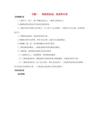 2013年高三化学二轮 专题一 物质的组成、性质和分类复习学案（含解析）