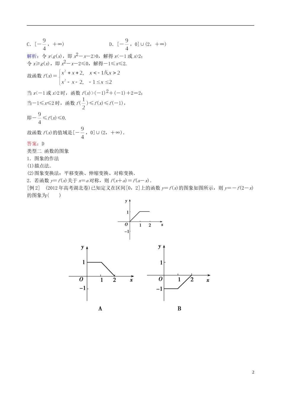 2013年高三数学二轮复习 专题二第一讲 函数的图象与性质教案 理_第2页