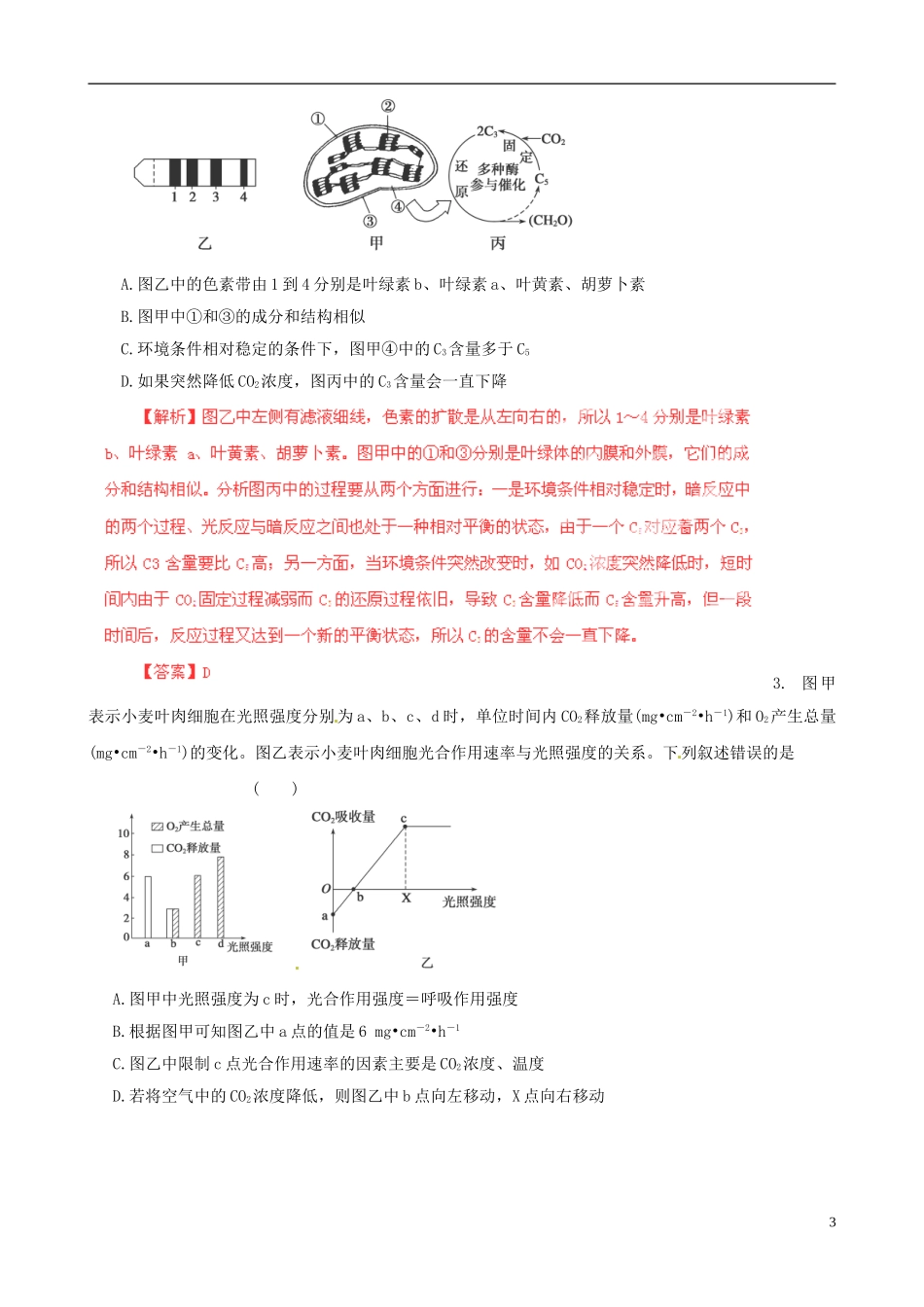 2013届高考生物复习夺标学案 选择题题型解法指导 1.5 综合分析法 新人教版_第3页
