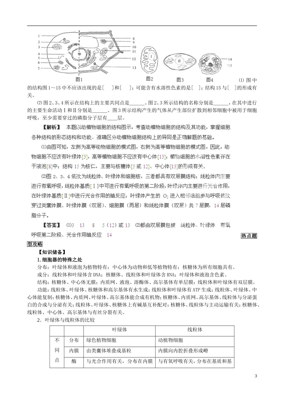 2013届高考生物复习夺标学案 专题02 细胞的结构 新人教版_第3页