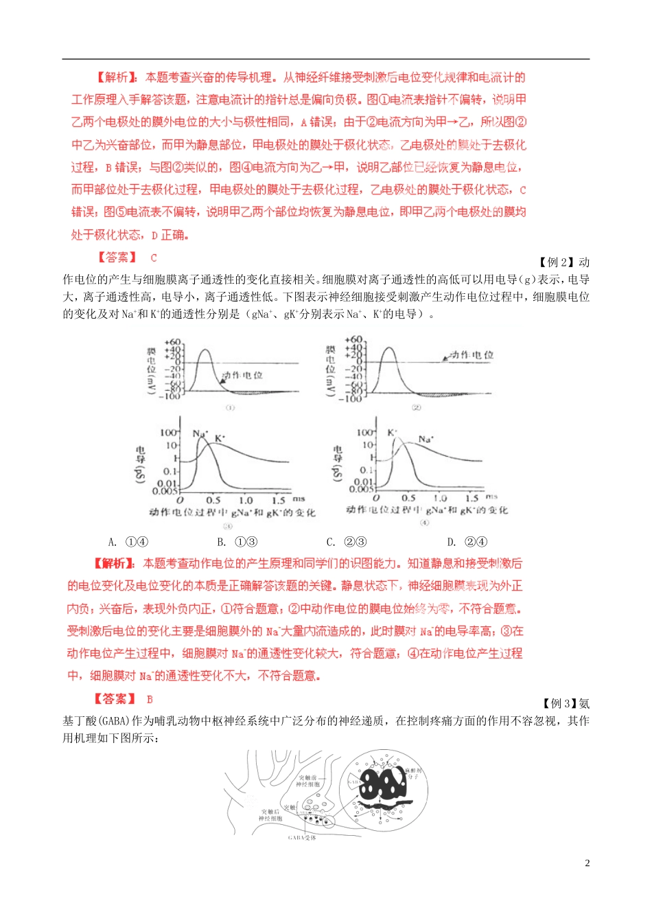 2013届高考生物复习夺标学案 专题11 动物生命活动的调节 新人教版_第2页