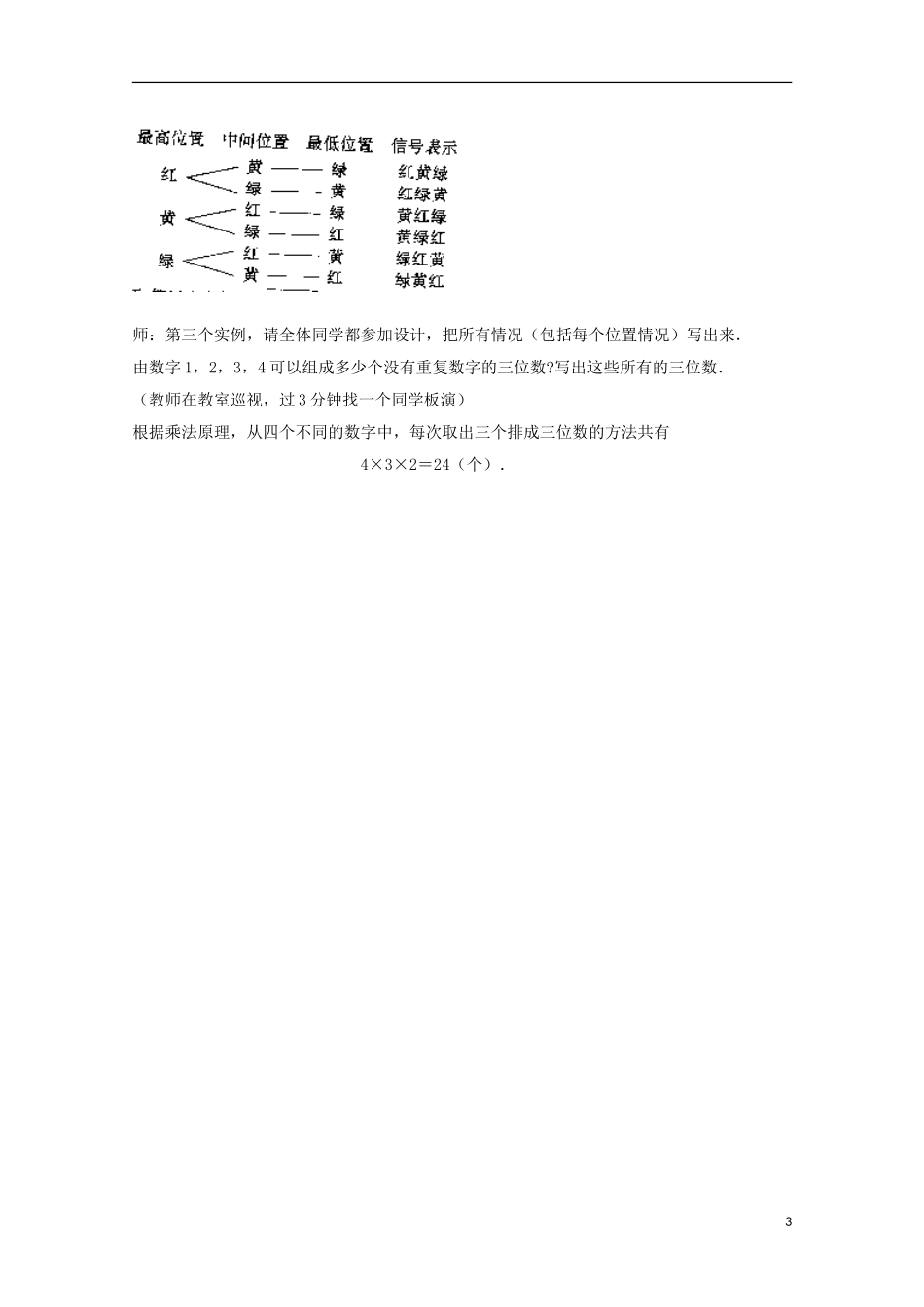 2013年高中数学 1.2 1（加法原理、乘法原理）以及排列、组合的概念教案 新人教A版选修选修2-3_第3页