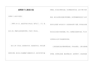 教师的个人培训计划