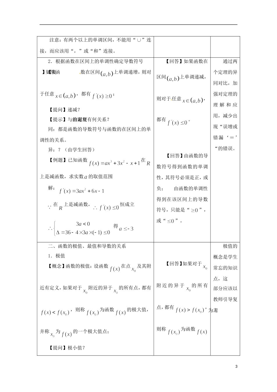 2013年高中数学 1.3 3导数在研究函数中的应用教案 新人教A版选修2-2_第3页