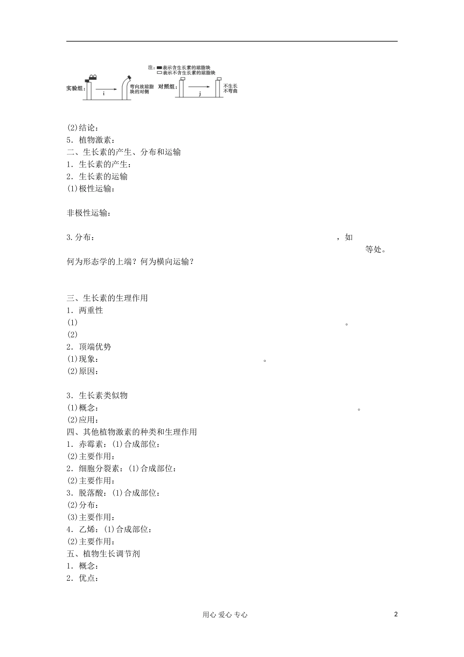 2013届高考生物起点一轮复习 第八单元 植物的激素调节学案_第2页