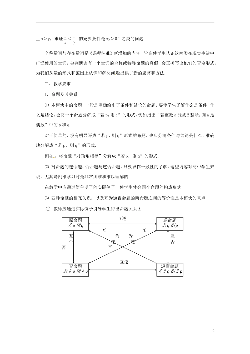 2013年高中数学 1.4 3常用逻辑用语教案 新人教A版选修2-2_第2页